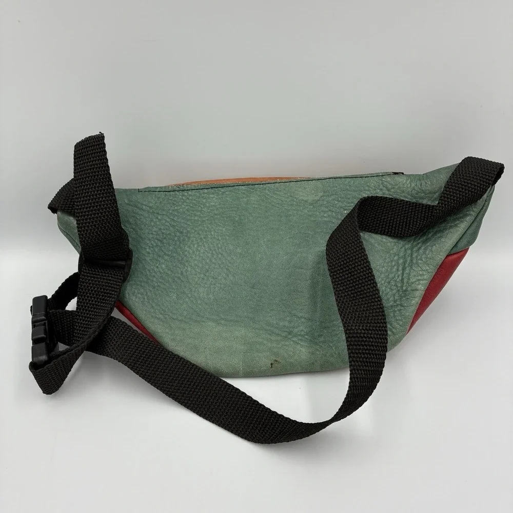 Vintage Leather Belt Bag Dragons‎ Colorblock Fanny Pack